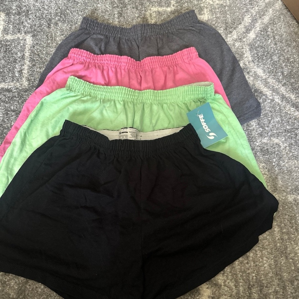 Soffe Women's Athletic Shorts in Black, Pink, Green, and Gray